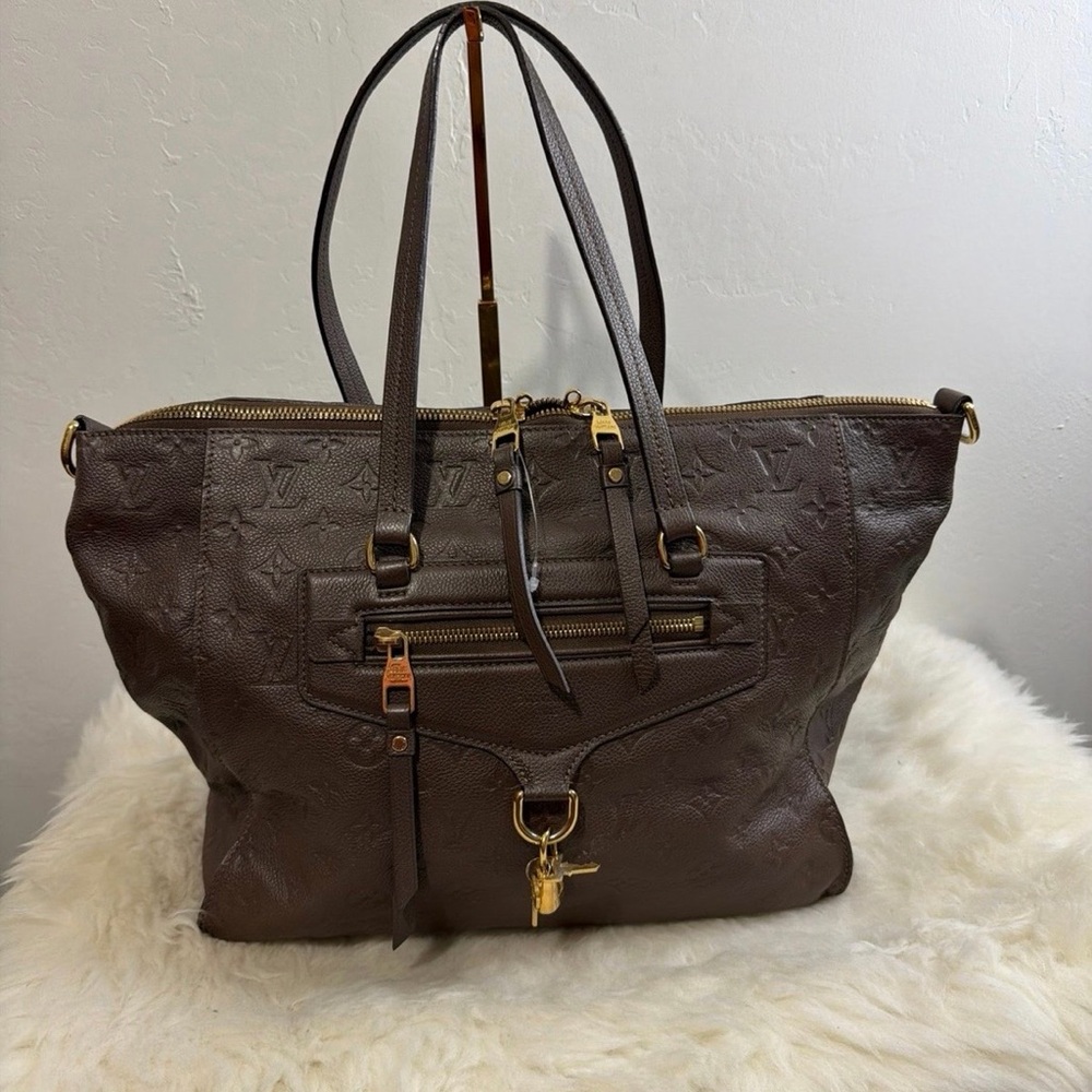 Louis Vuitton LUMINEUSE Tote Toupe empriente leather 2 way Bag VGUC